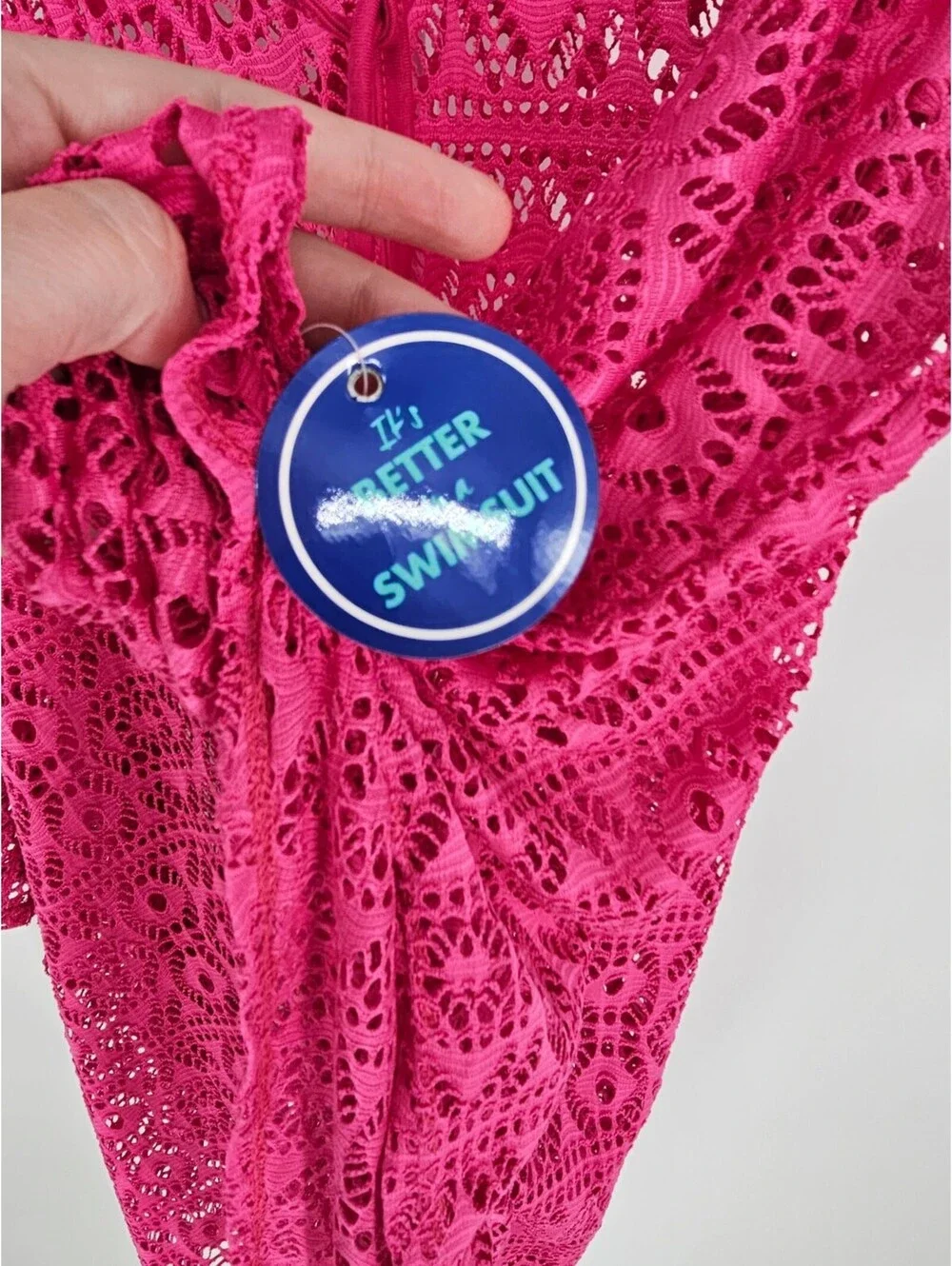 Swimsuits for All Womens Sz 14/16 Swimsuit Coverup Crochet Bright Pink NEW